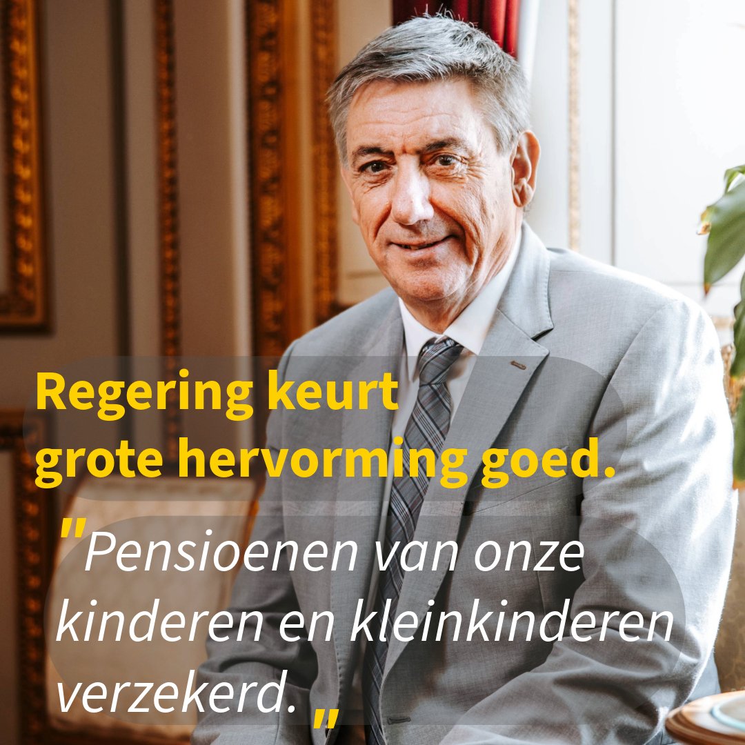 JanJambon's tweet photo. Le gouvernement approuve une grande réforme.
La pension de nos enfants et de nos petits enfants est assurée. https://t.co/6BUybEn13f