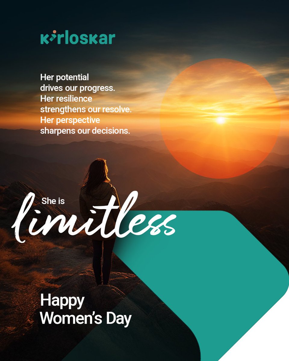 KIR_Limitless's tweet photo. Progress is shaped by the potential, compassion and strength of the women around us. We celebrate their contributions and the limitless possibilities they continue to create today and every day. Happy Women’s Day.

#KirloskarLimitless #WomenOfKirloskar #HappyWomensDay #IWD2026 https://t.co/F5TaFG5VsR