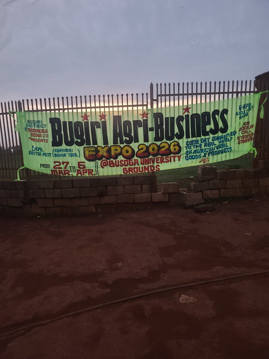 Bugiridistrict's tweet photo. Bugiri Agri-Business Expo 2026
 *Dates* : 27th March- 6th April
 Venue : Busoga University Grounds

Don't miss!!!!! https://t.co/GmE0Sm1gAE