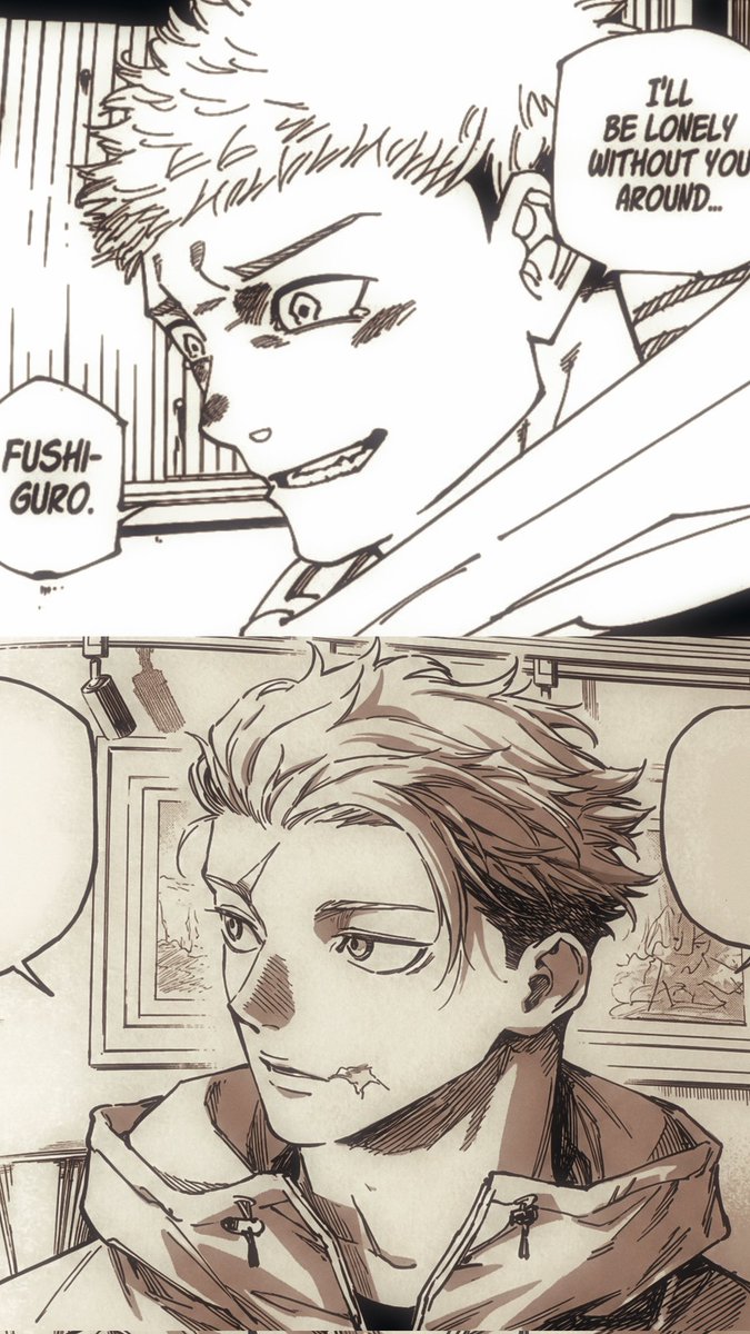 piedpiperyuuji's tweet image. the concept of going from “i’ll be lonely without you around, fushiguro.” to “i wish fushiguro was here.” #Modulo25