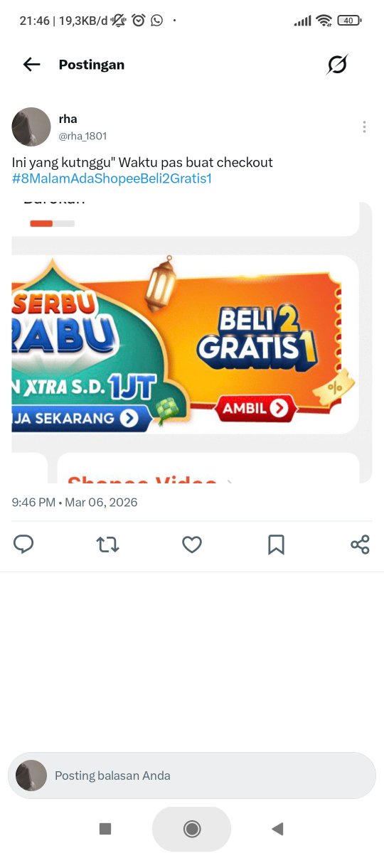 MentariPagi24's tweet photo. Pas denger lalo ada promo ini, ku langsung gercep dong buat co di shopee #8MalamAdaShopeeBeli2Gratis1 https://t.co/SIPDhZJVf9