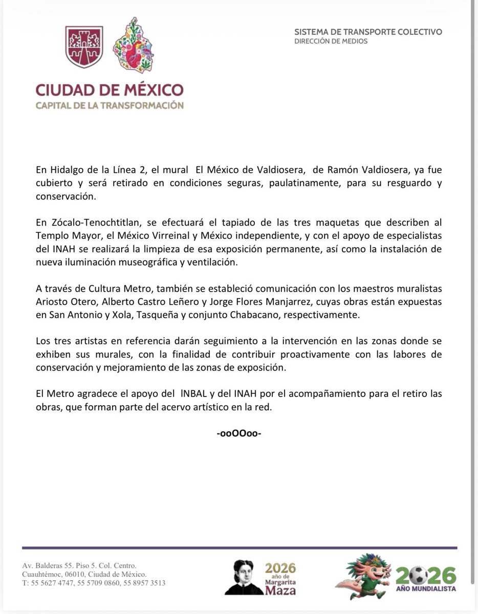 aldosolanorojas's tweet photo. ¡VICTORIA! Gracias a la vigilancia y presión de los ciudadanos logramos que el @MetroCDMX y @AdrianRubalcava se comprometieran a cuidar el patrimonio que posee y que los usuarios queremos y disfrutamos. Esto debe de ser un precedente para futuras intervenciones. ¡Gracias a todos! https://t.co/5Chdl8k032