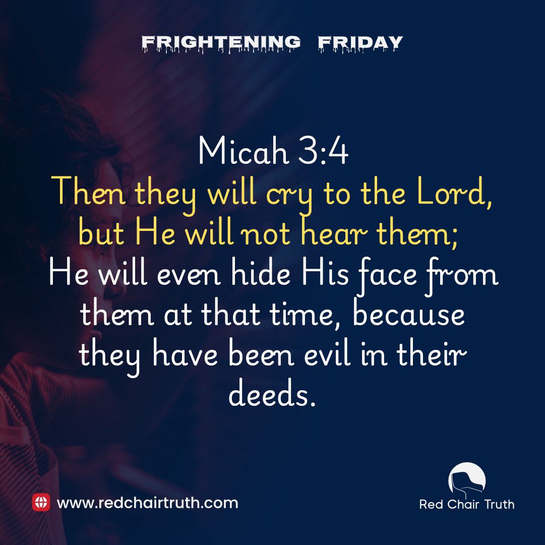 redchairtruth1's tweet image. God sometimes hides His face—discover when this Frightening Friday.

#RedChairTruth #FrighteningFriday #ScaryGospel #RCT #ItaUdoh