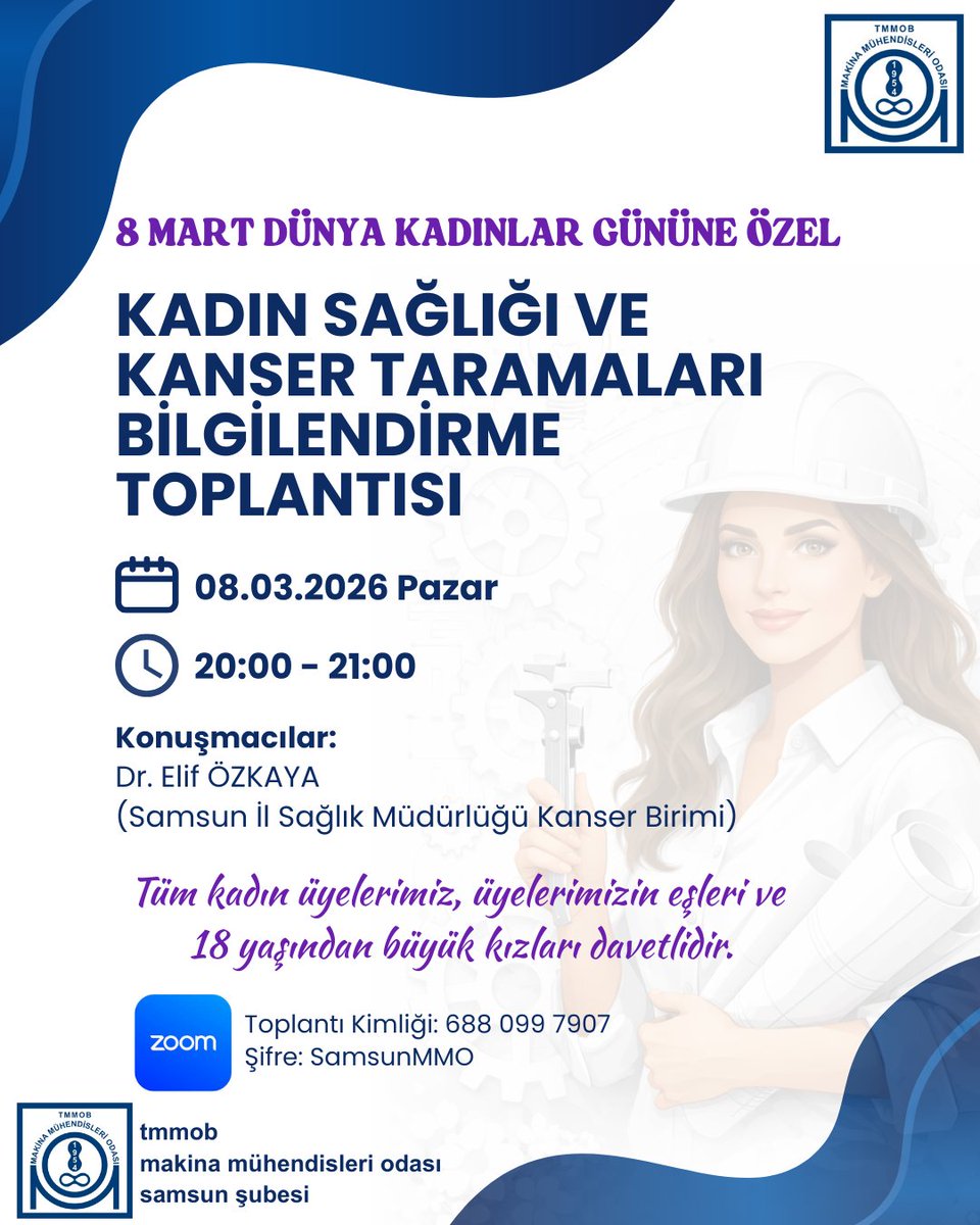 8 Mart Dünya Kadınlar Gününde "Kadın Sağlığı ve Kanser Taramaları Bilgilendirme Toplantısı"na davetlisiniz.