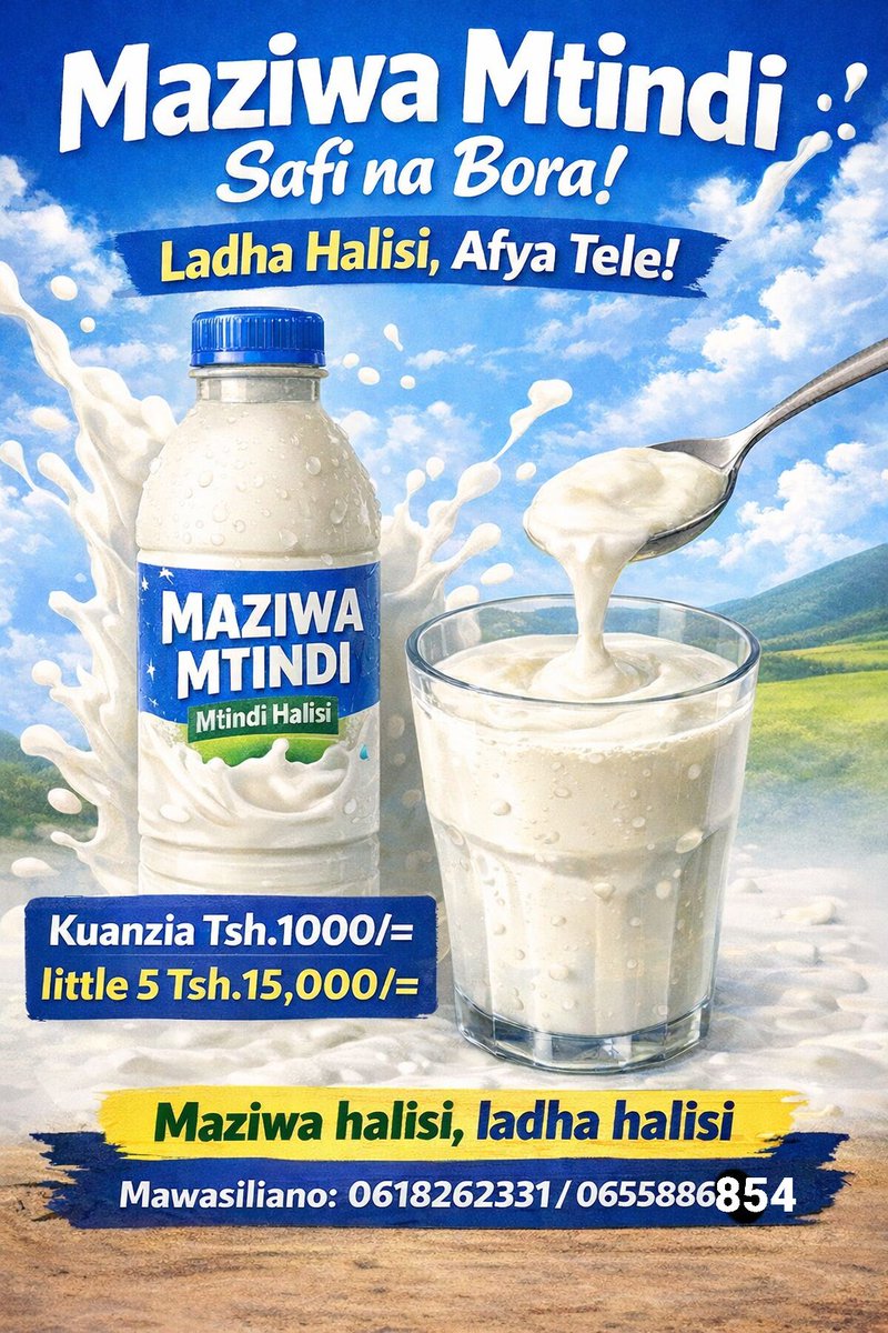 Teddymushyy's tweet photo. 🥛 MAZIWA FRESH/MTINDI HALISI – SAFI NA YA KUAMINIWA 

Tunauza maziwa fresh ya asili na
mtindi masafi na mazuri kwa matumizi ya kila siku ya familia. https://t.co/ySdNQ5YWSc