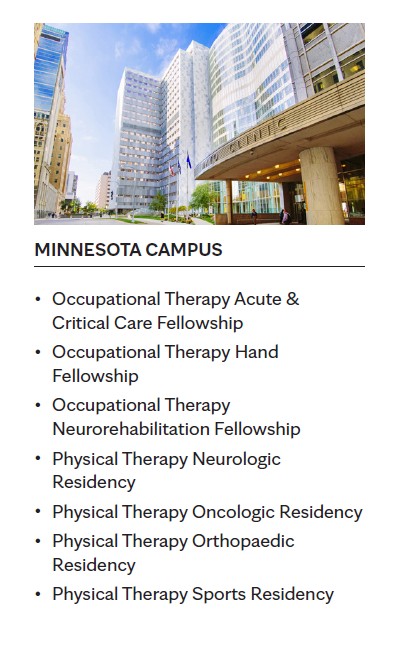 MayoClinicPMR's tweet image. Our PT and OT fellowship and residency programs are designed to significantly advance your preparation as a provider of patient and client care services. Explore our programs in AZ, FL, and MN!
college.mayo.edu/academics/heal…
#mayoclinic #physicaltherapy #occupationaltherapy