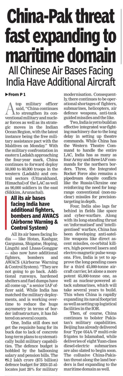 IamRajat_Pandit's tweet image. #BlastFromThePast When on this day in 2024, I wrote — once again — about the clear &amp;amp; present threat posed by China, &amp;amp; its expanding collusiveness with Pakistan (reinforced during #OperationSindoor last year).
Remember China is yet to #DeEscalate in #EasternLadakh after 6 years!