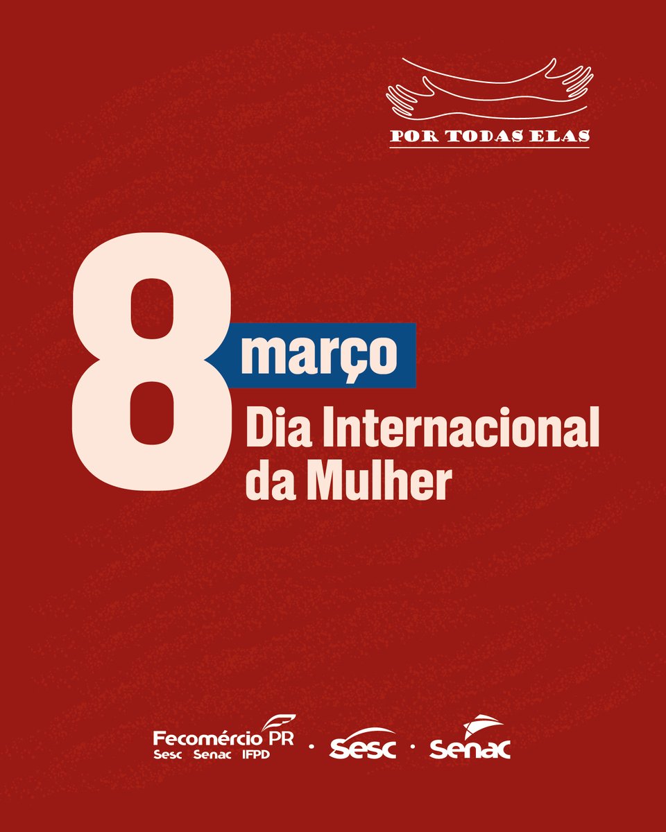 Neste data, reforçamos a importância de construir uma sociedade mais justa e igualitária para todas. O Sistema Fecomércio Sesc Senac PR reafirma seu papel na construção de um ambiente de trabalho seguro, acolhedor e baseado no respeito mútuo, por meio do Comitê Por Todas Elas.