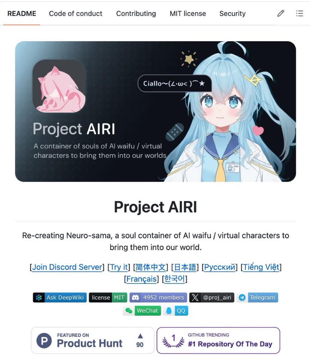 Open-source Fully autonomous AI companion that talks to you in real time, plays Minecraft with you, plays Factorio, chats on Discord and Telegram, has a Live2D and VRM avatar body, remembers past conversations, and runs entirely on your machine.

Not a chatbot. Not a voice