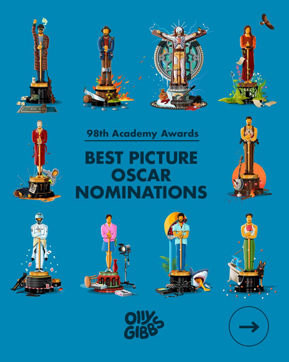 filmes_e_filmes's tweet image. E chegou um dos momentos mais legais da época de premiações: O momento em que o ilustrador @OllyGibbs solta suas artes dos 10 indicados na categoria 'melhor filme' do Oscar!❤️🎬

#theacademy #oscars #oscars2026 #ollygibbs