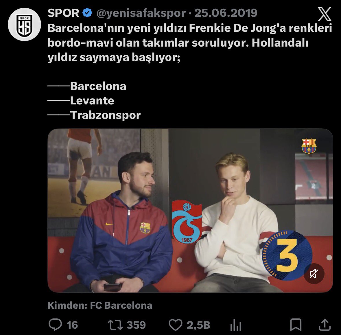 Hazır sosyal medyada İspanya ile güçlü bir bağ kurmuşuz o halde bütün ispanyol halkını Türkiye’den Trabzonspor’u tutmasını talep ediyorum… birlikte daha güçlü olacağız ❤️💙