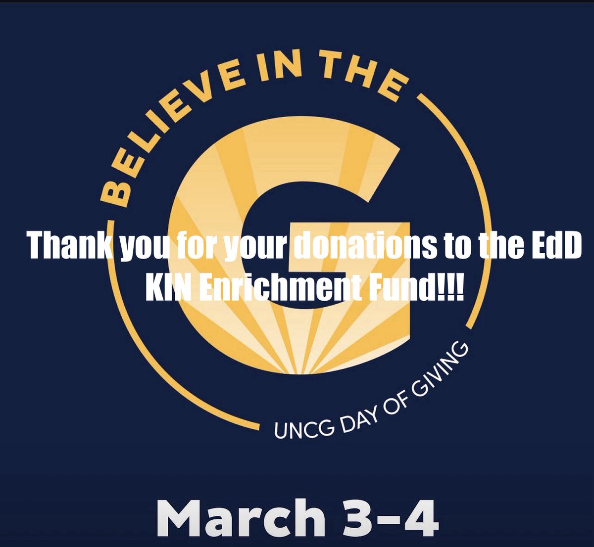 plkbrown's tweet photo. Thank you for your donations to the EdD Enrichment Fund!!! #uncgeddkin #BelieveInTheG @UNCGKin @uncghhs https://t.co/mKhEcmUGnG