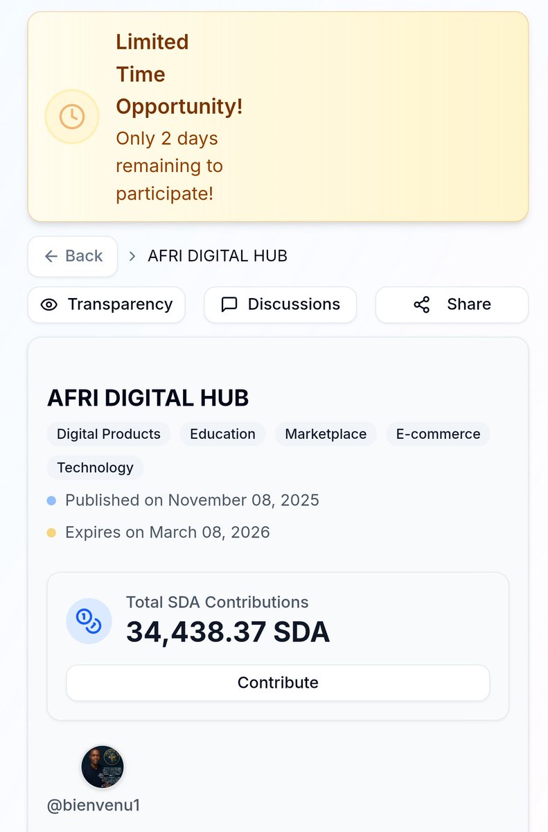 IchamLabodja's tweet photo. Only two days left before the end of contributions
Join a revolution that promotes African training programs where talent is showcased
Afri digital hub: innovation at the service of the world 

https://t.co/hzrGzZ2gp3

https://t.co/nlNd8oDbBw

@Biscodemj @sidrachain @maljefairi https://t.co/MB5VE7OzsG