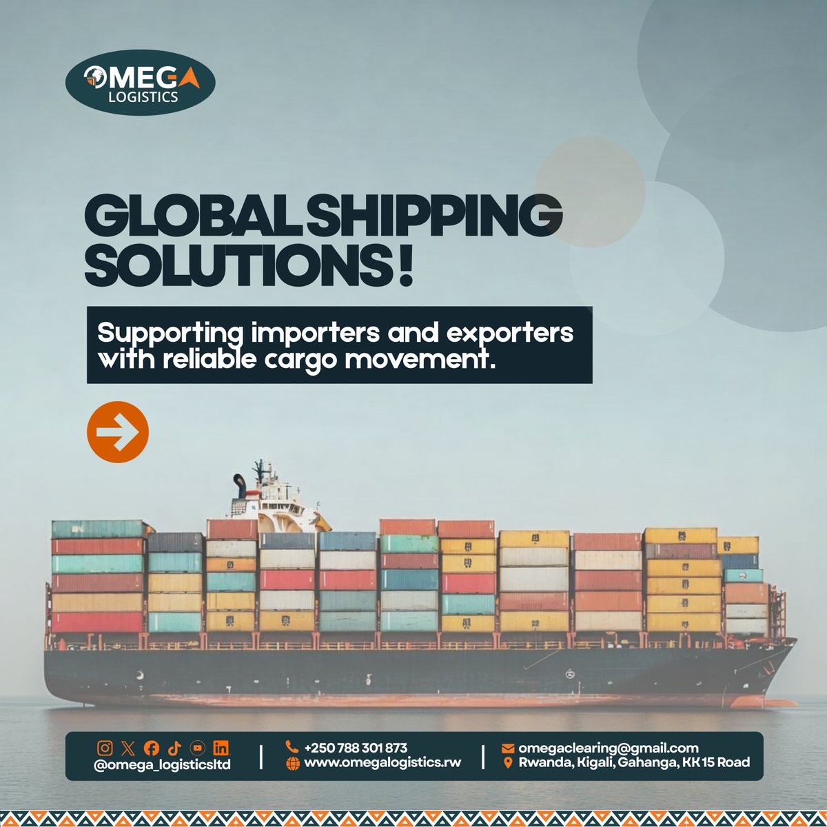 Omega_Logistics's tweet photo. International trade requires reliable logistics. Omega Logistics supports importers and exporters with efficient cargo movement, ensuring goods move smoothly across borders and reach their destinations safely.
#omegalogistics #rwanda #cargo #shipping https://t.co/dn2nqdNP09