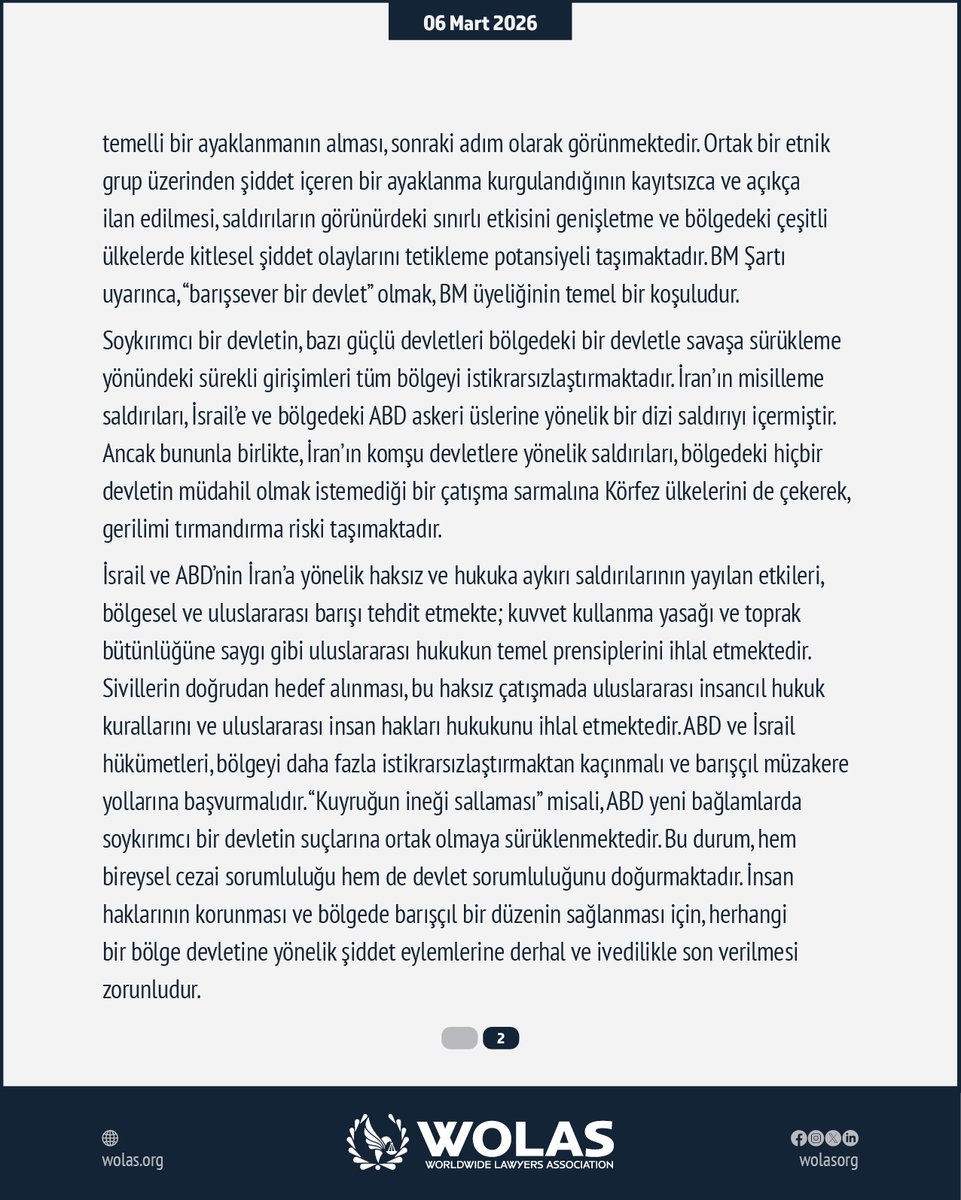 WOLAS - Yeryüzü Avukatları Derneği tweet media