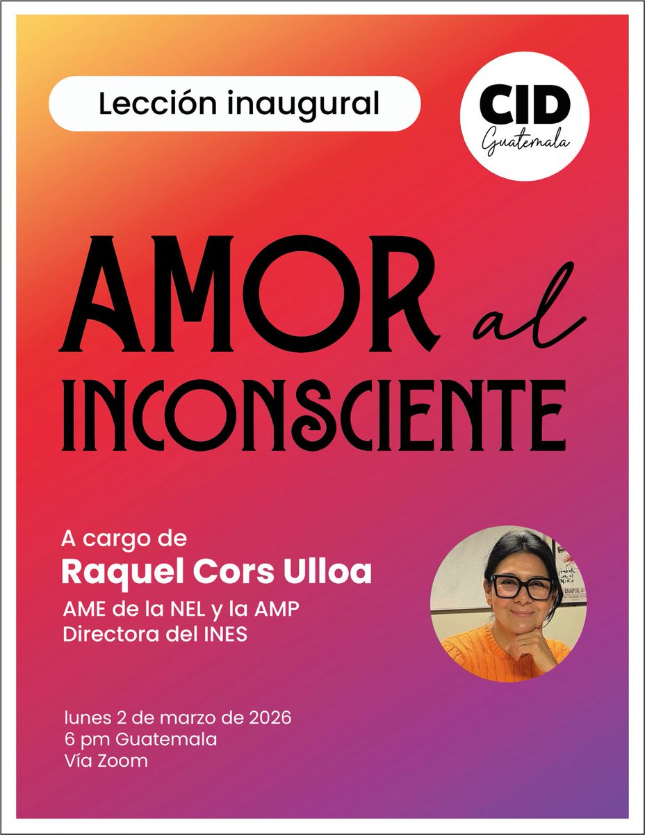 Nuevo video “Amor al inconsciente”

En el canal de Youtube del INES, contamos con una nueva entrada; el video de la Lección inaugural “Amor al inconsciente”, impartido por Raquel Cors Ulloa en el CID-Guatemala, del 2 de marzo del 2026

youtu.be/YQF5ZUPxMCg