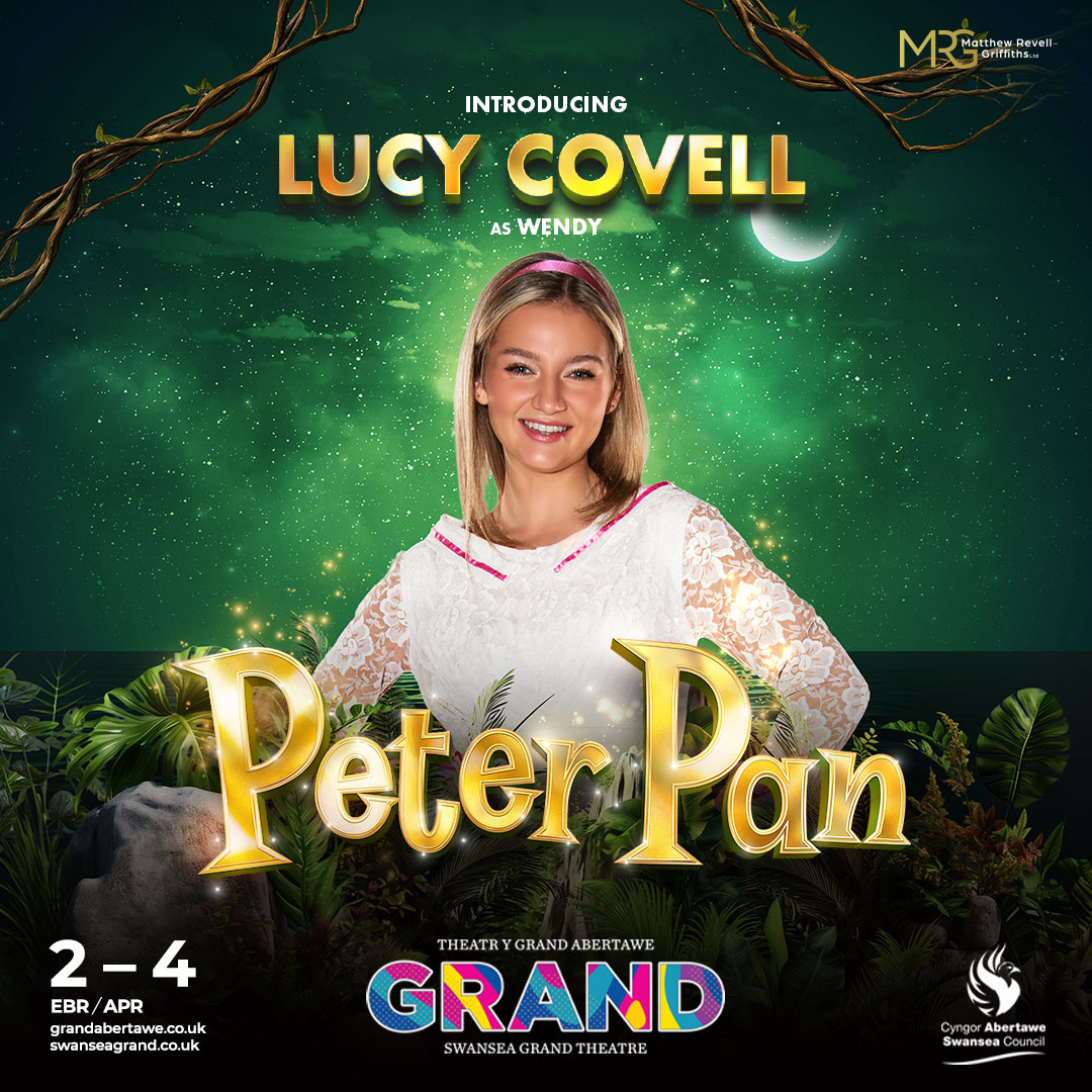 GrandAbertawe's tweet photo. LUCY COVELL FEL WENDY
Ymunwch â Lucy Covell wrth iddi chwarae rôl Wendy Darling a hedfan i Neverland am antur enfawr y Pasg hwn! Peidiwch â cholli'r hud, y drygioni, yr anhrefn a digon o lwch tylwyth teg yn Theatr y Grand Abertawe. (2-4 Ebrill) https://t.co/aggp80grB0 https://t.co/aJFKJDC0pz