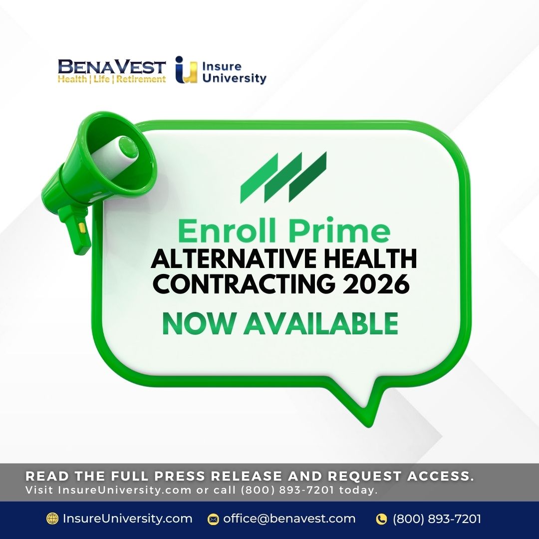 InsureUni's tweet image. BenaVest expands Enroll Prime alternative health contracting for 2026, helping agents offer flexible coverage solutions beyond traditional plans.

👉 Read the full press release: zurl.co/rIpJf

#EnrollPrime #AlternativeHealth #InsuranceAgents #HealthCoverage #Benavest