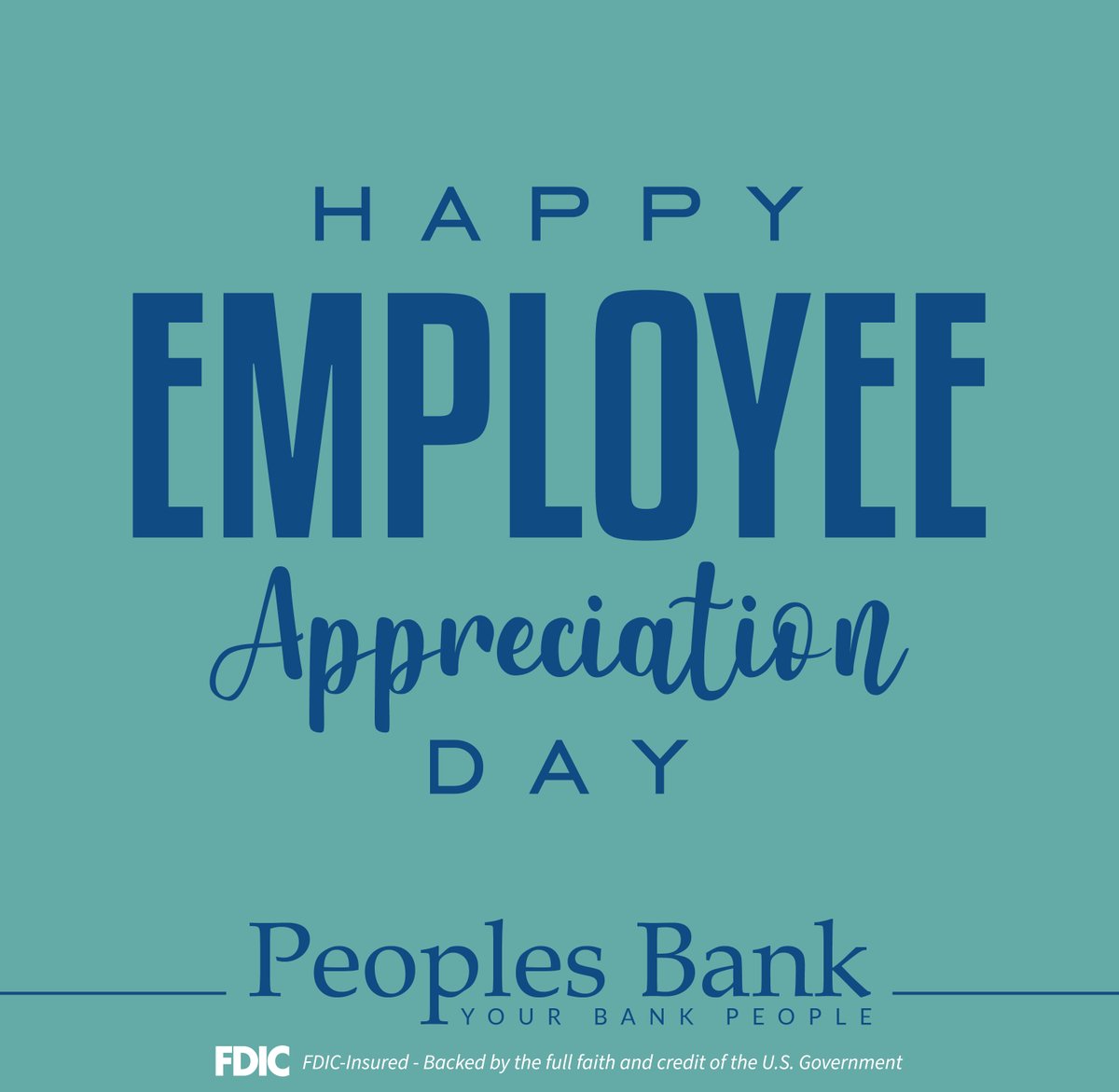 Our employees are the heart of Peoples Bank—and the reason we’re able to serve our communities with care. Today, we celebrate YOU! Happy Employee Appreciation Day to the best team around. 💙🌟 
#EmployeeAppreciationDay #TeamPeoples