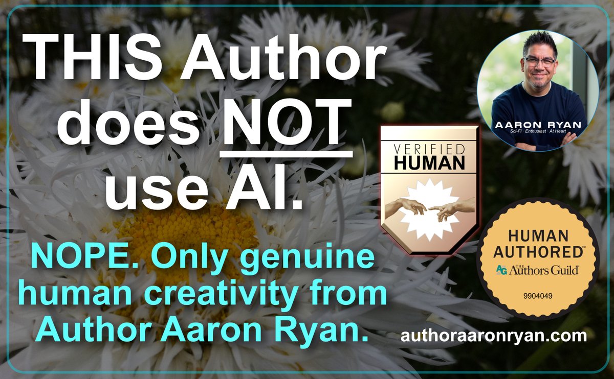 AuthorAaronRyan's tweet image. I wish we all had badges such as these. Then our readers would know what to keep and what to cast away. #savethehumans #saynotoai #ai #artificialintelligence #authors #verifiedhuman