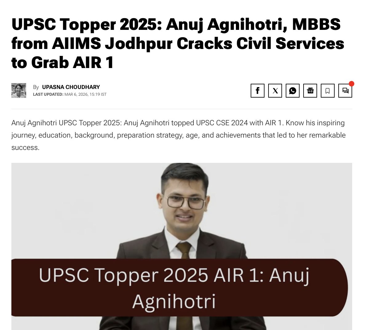 <a href="/narendramodi/">Narendra Modi</a> Topper name - Anuj Agnihotri

A Brahmin who never begged for Reservation 🕉️🔥