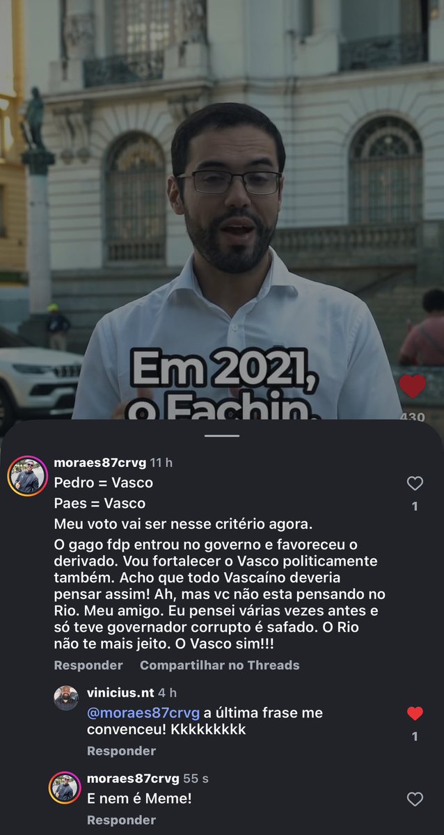 Eu avisei que meu critério de Voto no Rio, seria o Vasco! Acho que todo Vascaíno deveria pensar assim! 

<a href="/VascodaGama/">Vasco da Gama</a>