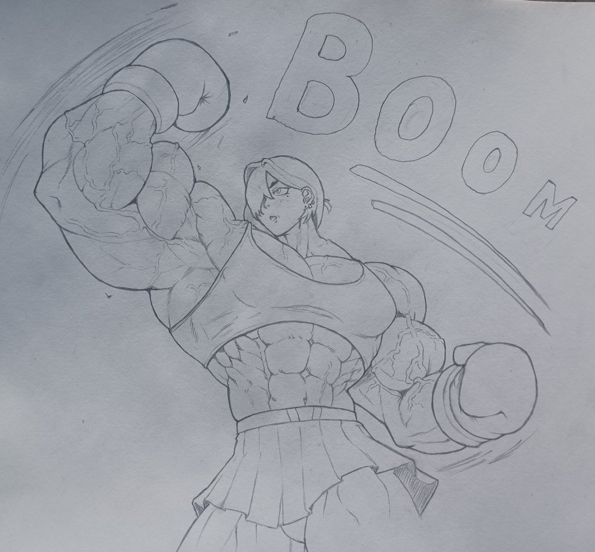 Falkoirm's tweet image. A little tribute fanart for @tony_rkgk ✍️💥

I absolutely love her design, the raw power is just insane. Tried to capture that energy on paper.

#FanartFriday #sketch #MuscleGirl #traditionalart