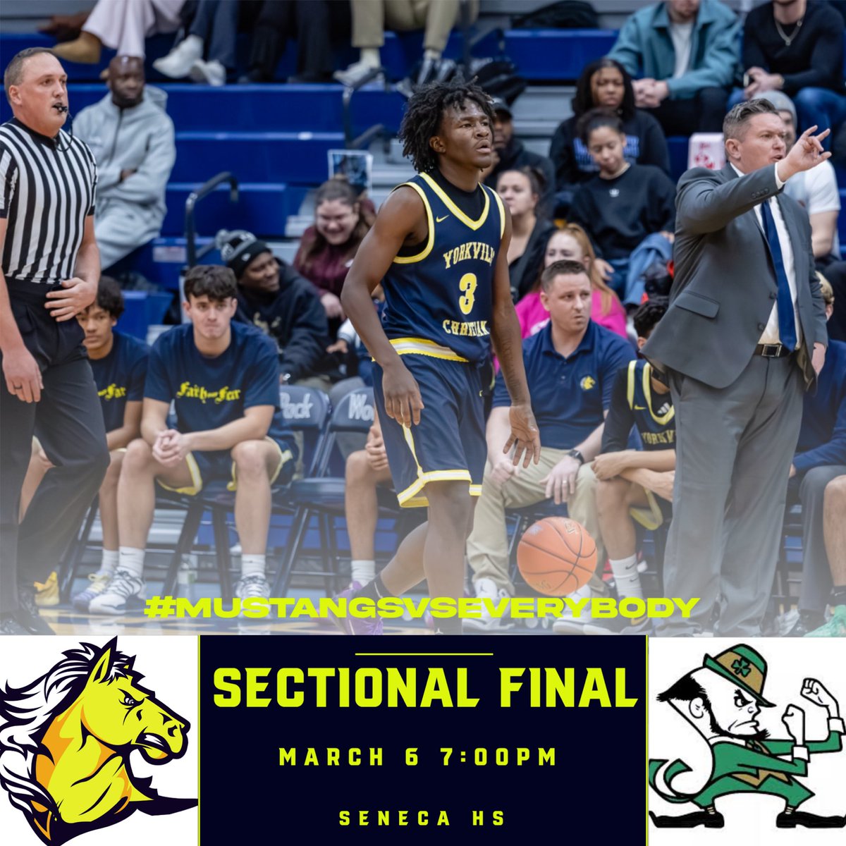 CoachSovern40's tweet photo. Mustangs at Seneca HS tonight at 7pm in the Sectional Final! #MustangsVSeverybody https://t.co/rzFfUdeKji