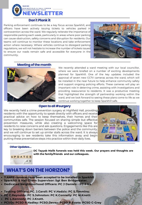 Springfield and Sparkhill Police tweet media