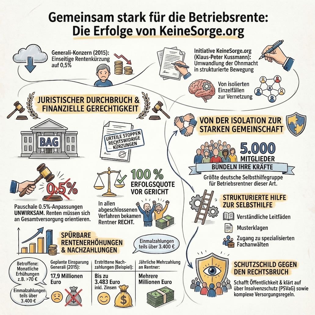 KeineSorge.org hat dazu beigetragen, den Streit um die Betriebsrenten der ehemaligen Volksfürsorge sichtbar, verständlich und juristisch greifbar zu machen.. Mehr auf keinesorge.org