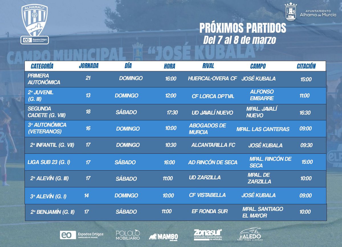𝑷𝒓ó𝒙𝒊𝒎𝒐𝒔 𝒑𝒂𝒓𝒕𝒊𝒅𝒐𝒔 🔜 

📆Estos son nuestros partidos para el fin de semana
