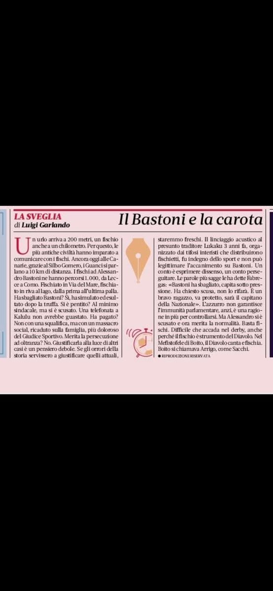 Il tifosetto interista #Garlando, dipendente del giornale cheerleaders dell’inter, che chiede con cuore straziato di far cessare i fischi per la povera vittima #Bastoni, e’ la migliore rappresentazione dei tempi grami che stiamo vivendo. #MarottaLeague