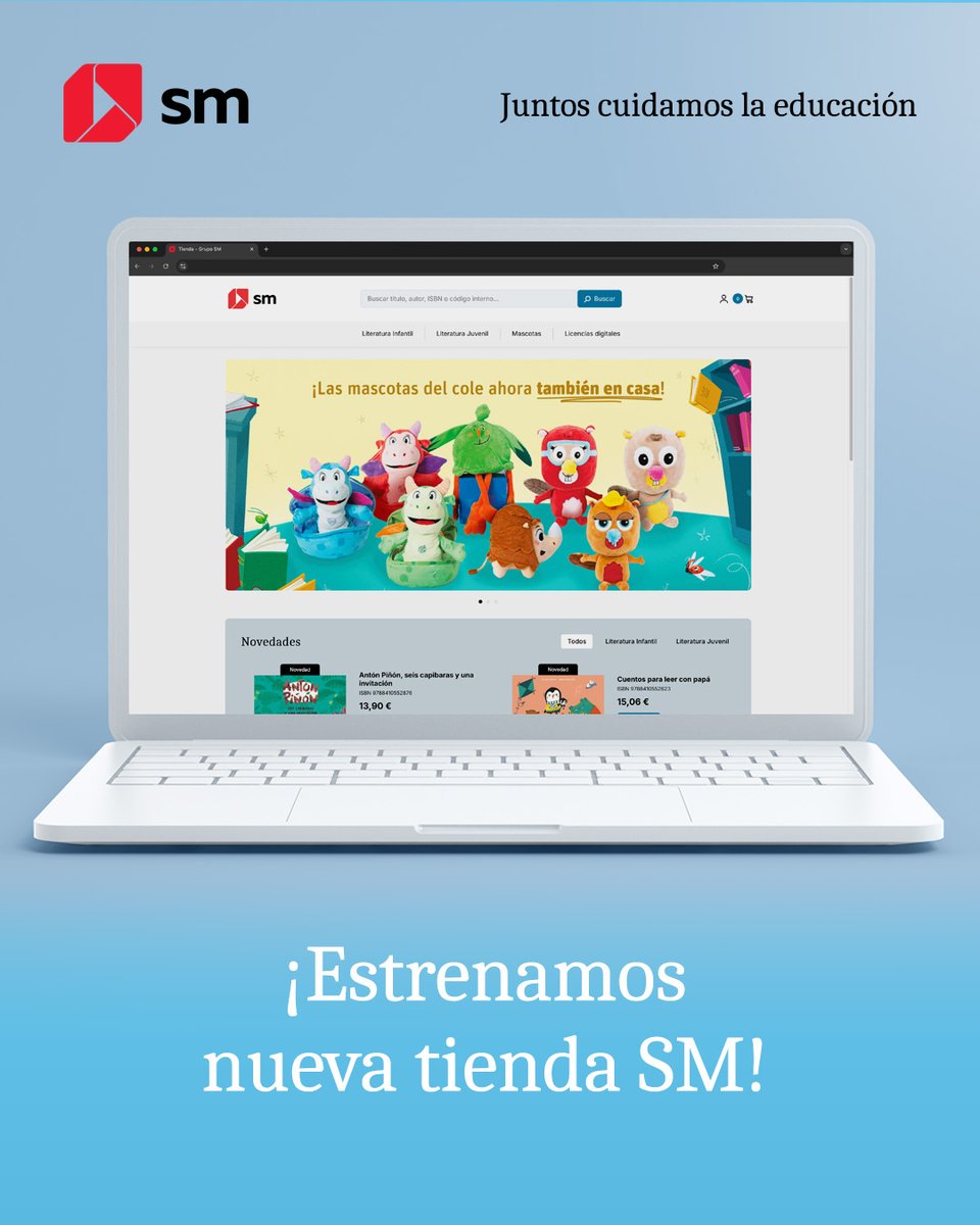 ⭐ ¡Estamos de estreno!⭐
 
📚 Desde hoy ya puedes encontrar en nuestra nueva tienda online las licencias digitales de los proyectos de SM, cuadernos de vacaciones, libros de literatura infantil y juvenil, mascotas… ¡y mucho, mucho más! 😍
 
👁️ ¡Pasa, explora, descubre y