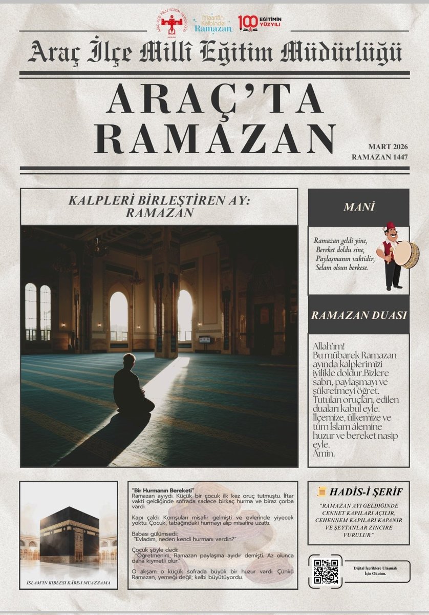 aracmem's tweet photo. Araç 'ta Ramazan Gazetesi Çıktı...
🌙 Maarif’in Kalbinde Ramazan Yazıyooorrr...

Araç 'ta Ramazan Gazetesi: https://t.co/6CXt54idmp

@hasangumus78 @MeftunDalli @kastamonumem @meb_dhgm @omurfatih https://t.co/kYBIH79vmS