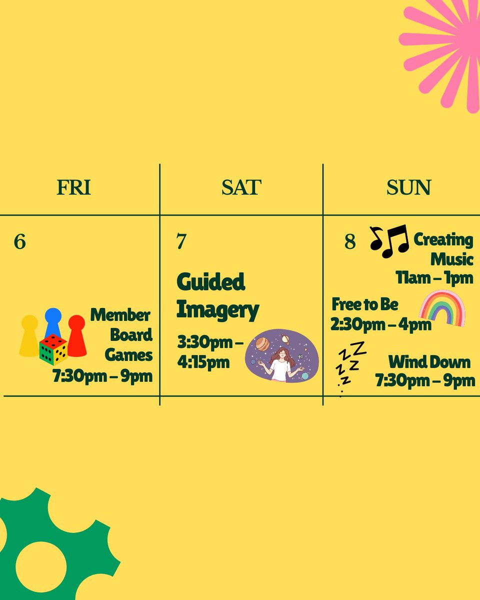 companeros_sp's tweet photo. What's on this weekend at Compañeros 🤩
We have lots on offer this weekend like Guided Imagery! 🧘
We are open for crisis support 365 days a year, from 10am - 10pm. Whenever you need us, Compañeros is here for you!
#spiderproject #Compañeros https://t.co/MS6rPtelxs