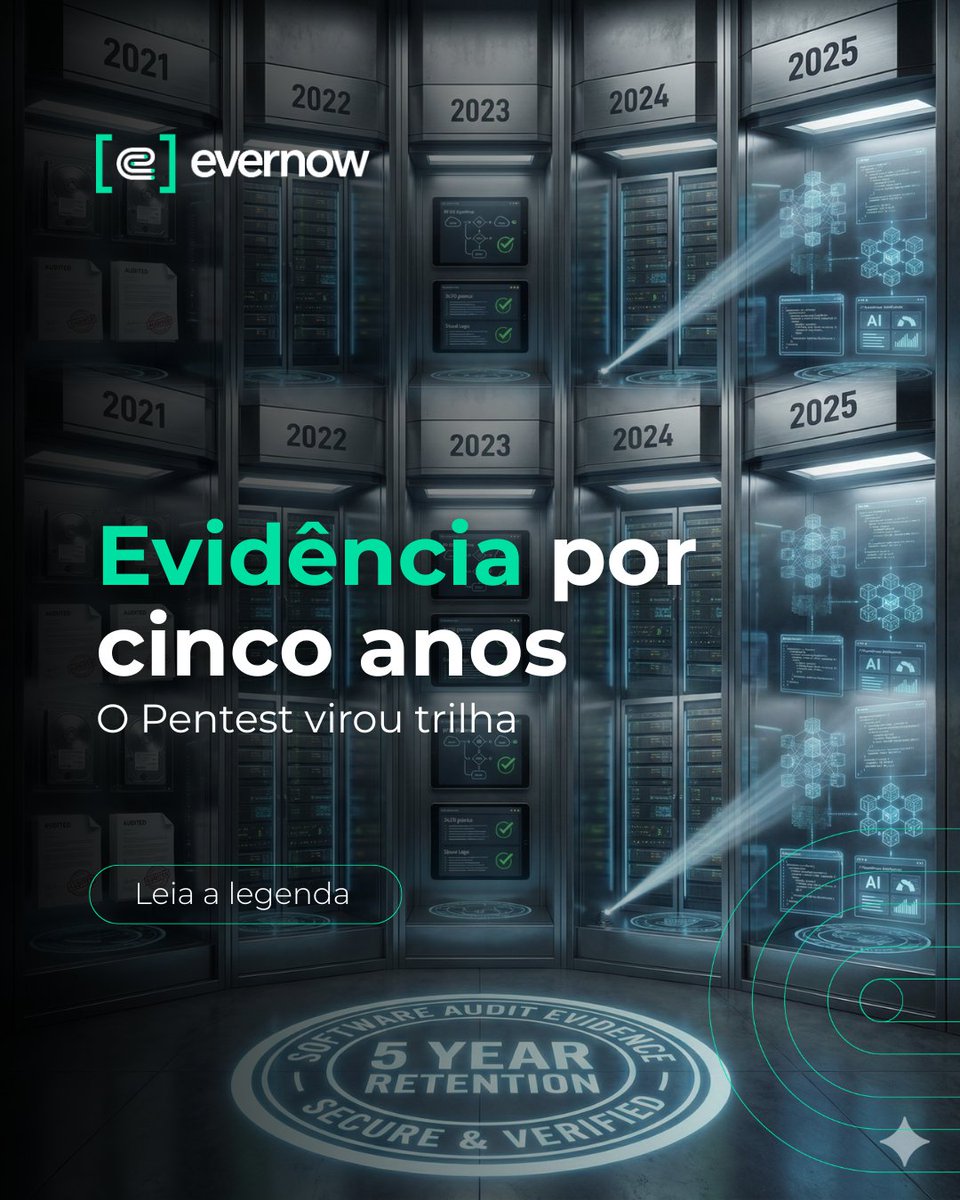 EverNowBR's tweet photo. Agora não basta testar. Precisa documentar e manter evidência por cinco anos à disposição do BC. Pentest virou trilha auditável. 

Você tem essa rastreabilidade hoje?

#Pentest #Auditoria #Compliance #Cibersegurança #Governança https://t.co/pznnjMP8Qq