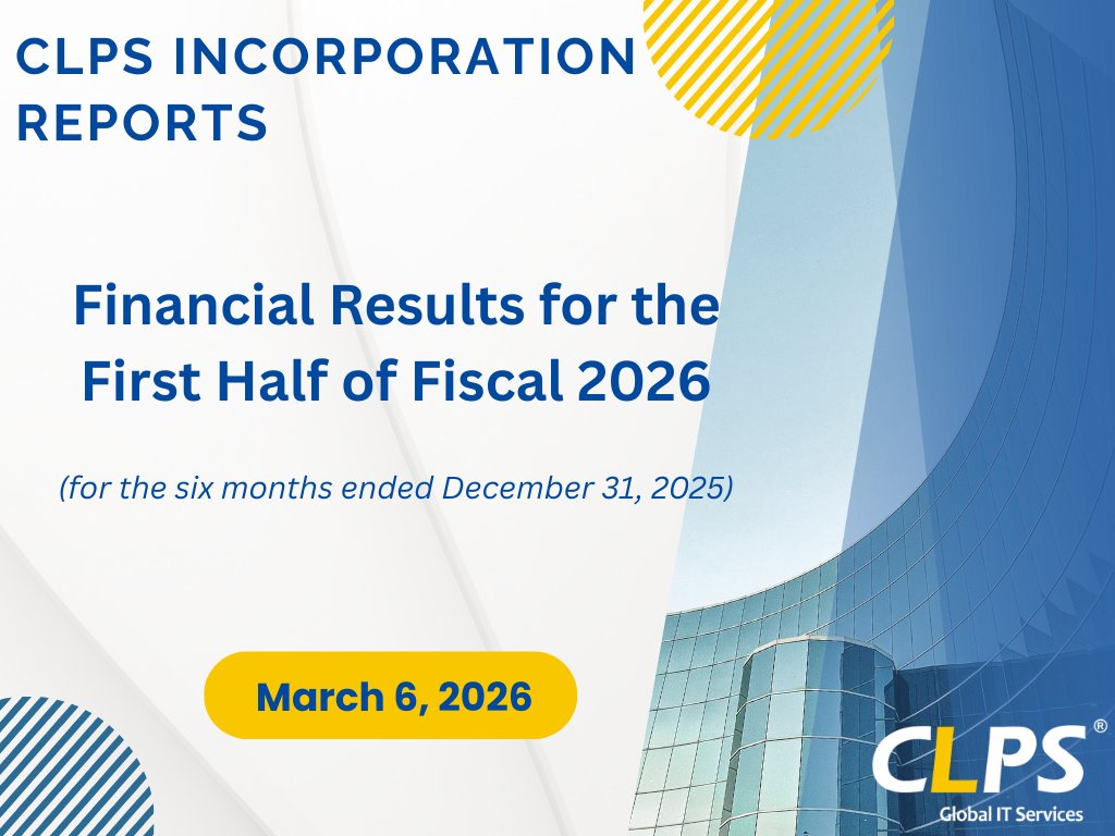 CLPSGlobal's tweet photo. $CLPS Reports Financial Results for the First Half of Fiscal Year 2026

We are proud to announce a strong financial performance for the first half of fiscal year 2026, achieving growth across both top and bottom lines.

Read the full report here: https://t.co/jKDO44Wfho https://t.co/ktJCIqS6gZ