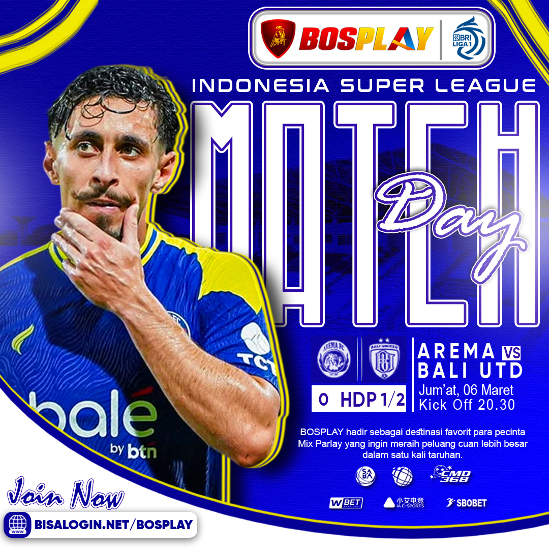 bosplay388's tweet photo. Jadwal Pertandingan Indonesia Super League
Arema vs Bali Utd
06 Maret 2026 - Kick Off 20.30 WIB
Bersama Bosplay, nikmati sensasi taruhan bola yang lebih seru, aman, dan menguntungkan.
#bosplay #bosplay88 #bosplaydaftar #bosplaylogin #linkalternatif #agenbola #badarparlay https://t.co/0mFMG0tRWe