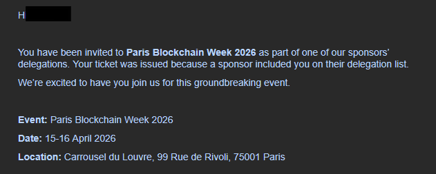 Très content de pouvoir participer à ma première <a href="/ParisBlockWeek/">Paris Blockchain Week</a> 
Merci à <a href="/AlexandreLaizet/">Alexandre Laizet ⚡️</a> et <a href="/dannyfonse/">Daniela Fonseca Viteri</a>