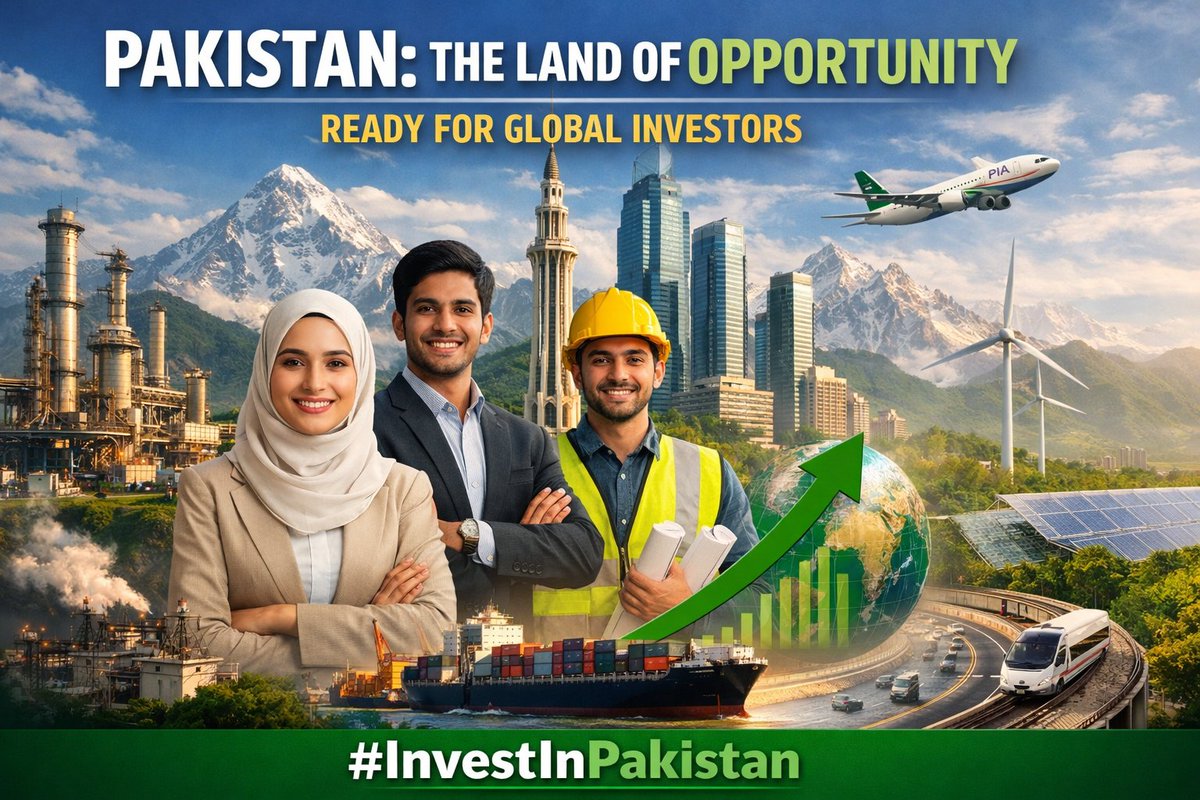 Build, grow, and thrive , Pakistan’s economy welcomes smart investments now.
#InvestInPakistan