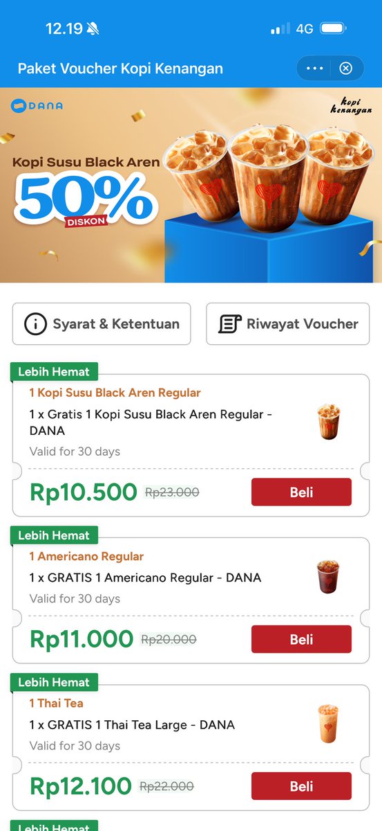 radenrauf's tweet image. Jaman sekarang 11ribu bisa buat beli apa?
1. Gorengan
2. Pulsa
3. Kopi Kenangan Americano kalau beli pake voucher DANA.

Bener guys, lagi promo tuh Kopi Kenangan yang Americano dari 20ribuan jadi 11ribu aja. Lumayan buat abis taraweh