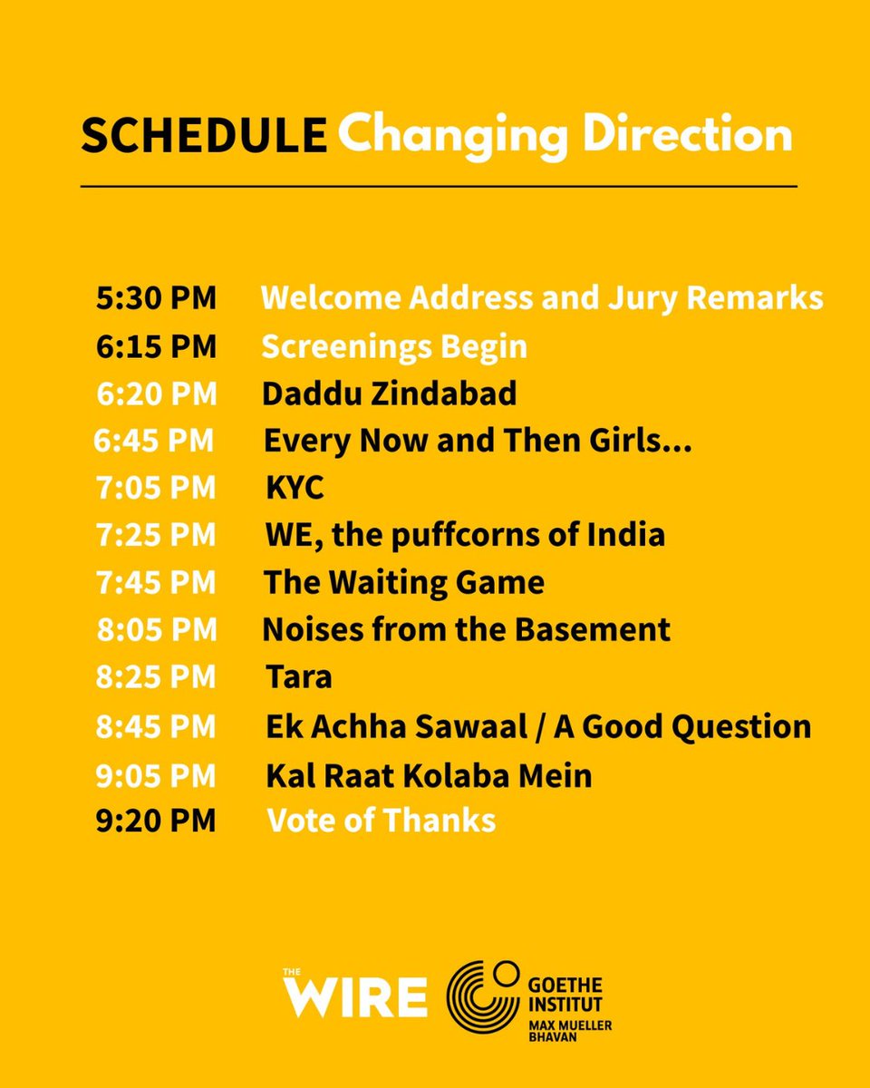 thewire_in's tweet photo. Important Information:
- All films will be screened simultaneously in Audi 1 & Audi 2. There is no distinction between the two.
- No parking available — please use public transport
#ChangingDirections #FilmFest #TheWireAt10 @GI_MMB_NewDelhi @iprdkerala https://t.co/8zO5OzHrrj