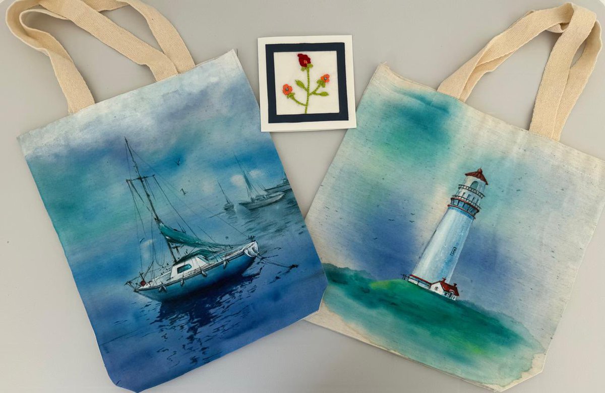dandmgreetings's tweet photo. Where Handmade Art Finds Its Heart
Some creations are made with quiet patience,
brushstrokes of watercolor and threads of delicate embroidery.
#HandmadeArt #WatercolorArt #ArtOnToteBag #EmbroideredCard #HandmadeWithLove 🌸🎨💝 https://t.co/eDooYsKi5P