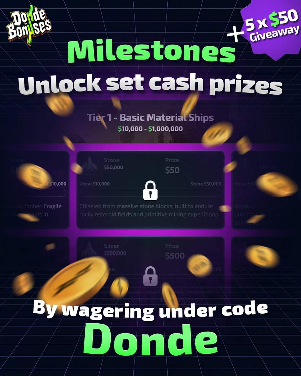 Have you checked out our VIP Milestones? 💎😎

Unlock set cash prizes for every new milestone you reach, wagering under code 'donde' 💸

More info here - dondebonuses.com/milestones

🔥 DONDEBONUSES $250 GIVEAWAY 🔥

1. RT + FOLLOW + TAG 2 FRIENDS
2. Sign Up With Code 'Donde' On