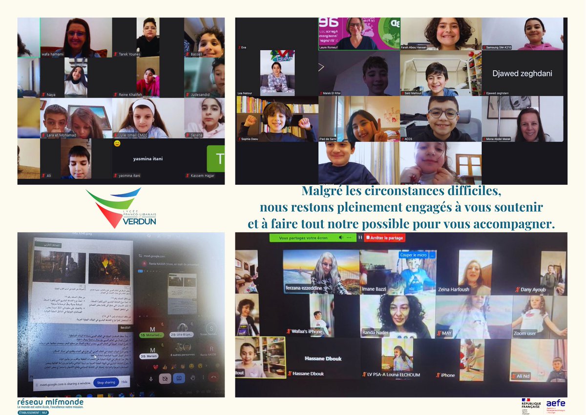 LFLV_MLF's tweet photo. Malgré les circonstances difficiles,
le lycée Franco-Libanais Verdun reste pleinement engagé à vous soutenir
et à faire tout notre possible pour vous accompagner.

@aefeinfo @mlfmonde https://t.co/QDTqI8H3pB