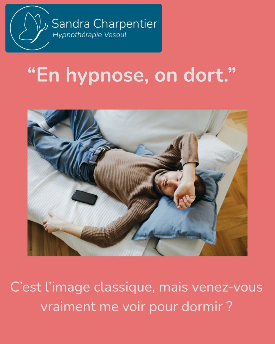 HypnoseVesoul's tweet photo. « En hypnose, on dort. » 😴 Faux ! ❌

C'est le mythe n°1. En réalité, votre corps est profondément détendu mais votre esprit est hyper-concentré (ondes Thêta 🧠).  🗣️

Vous pensiez aussi venir faire une sieste ? 😉👇

#Hypnose #Vesoul #IdeeRecue https://t.co/l6GJP8czHW