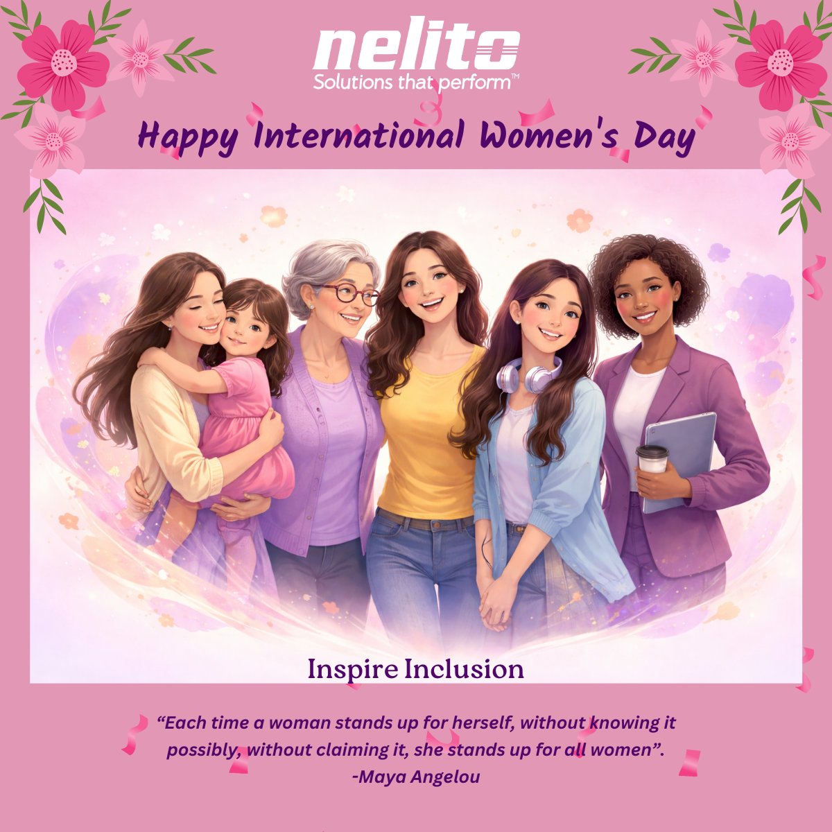 nelitosystem's tweet photo. To the incredible women who lead with courage, innovate with purpose, and lift others as they climb today, we celebrate you. We celebrate the strength in our diversity and the power of inclusion. Happy International Women's Day from Nelito! #IWD2026 #InternationalWomensDay2026 https://t.co/RP0XXDd2KP