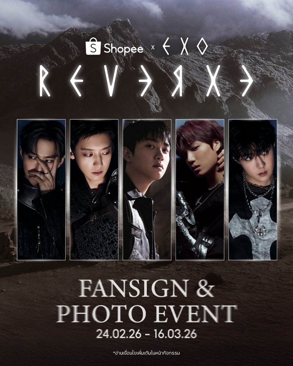 🤍 𝐒𝐡𝐨𝐩𝐞𝐞 𝐱 𝐄𝐗𝐎 '𝐑𝐄𝐕𝐄𝐑𝐗𝐄' 𝐅𝐀𝐍𝐒𝐈𝐆𝐍 &amp; 𝐏𝐇𝐎𝐓𝐎 𝐄𝐕𝐄𝐍𝐓 🤍
⠀
ครั้งแรกของแฟนไซน์และโฟโต้อีเวนต์กับ SUHO, CHANYEOL, D.O., KAI และ SEHUN แห่ง EXO ในประเทศไทย 🇹🇭 พร้อมสิทธิพิเศษมากมายสำหรับ EXO-L ✨
⠀
⠀⠀👑 1:5 POLAROID กับ EXO (5 เมมเบอร์)⠀
⠀⠀👑 1:1