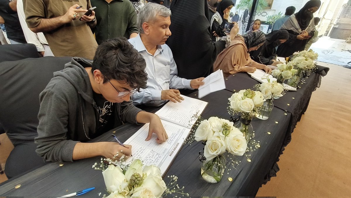 A large turnout of the people of India at the Embassy of the Islamic Republic of Iran in New Delhi to sign the memorial book and express sympathy with the people of Iran on the occasion of the martyrdom of Ayatollah Khamenei, the Supreme Leader of the Islamic Republic of Iran.