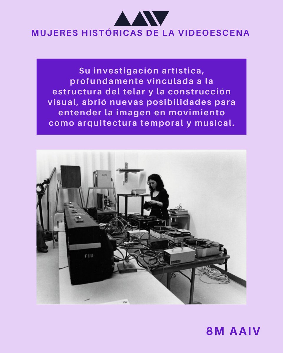 Aai_Adadi's tweet photo. En sus obras, la relación entre sonido e imagen se entrelaza como un tejido vivo, estructurando la experiencia escénica desde la simultaneidad y la repetición.

💜💡 #8M, visibilizando creadoras que expandieron el lenguaje de la imagen y la tecnología en la escena. https://t.co/7xeeiz3G3L